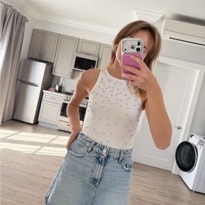 White  rhinestone Women's Bodysuit